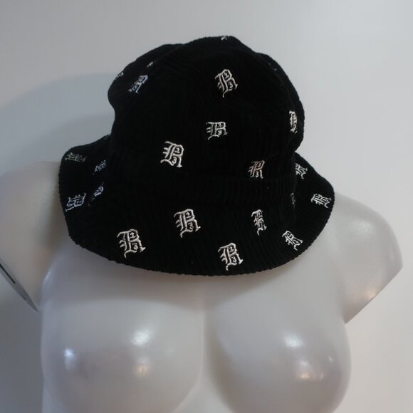 R13 Black Bucket Hat with White Logo Embroidery main image 6
